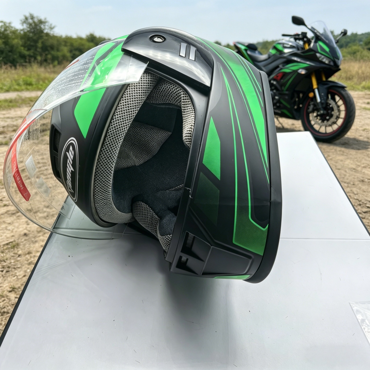 Dual Visor Motorcycle Racing Helmet - Męski kask motocyklowy integralny z podwójnym