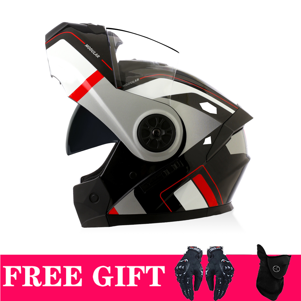 Full Face Motorcycle Helmet With Bluetooth - Podwójne wizjery Kask Bluetooth Modułowy kask